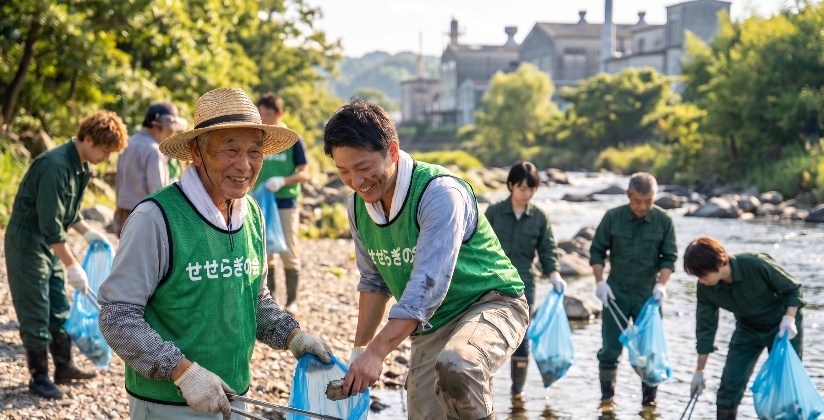凪瀬川での清掃活動の様子